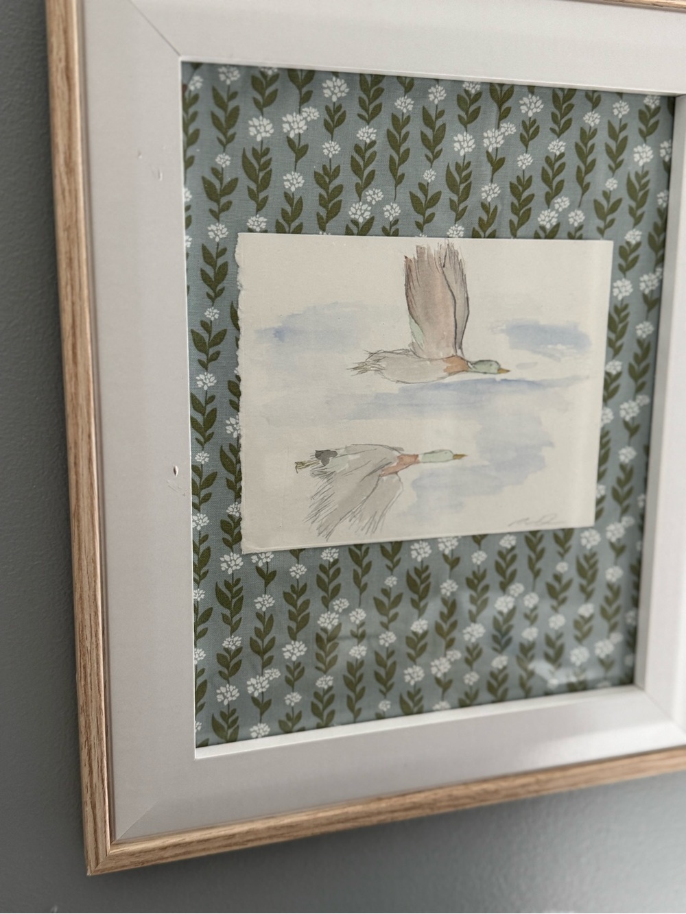 Hand painted water color art- Flying ducks